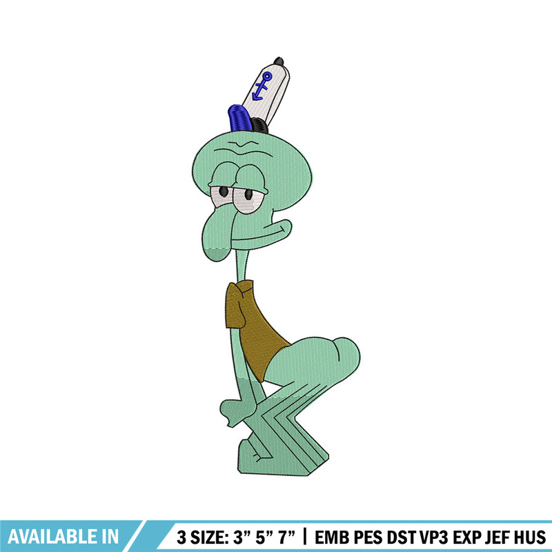 Squidward embroidery design, Spongebob embroidery, Embroidery file, Embroidery shirt, Emb design, Digital download.jpg