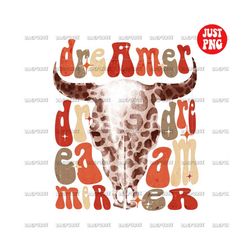 dreamer png, dreamer sublimation, dreamer cow skull leopard western design file for sublimation or print, instant digita