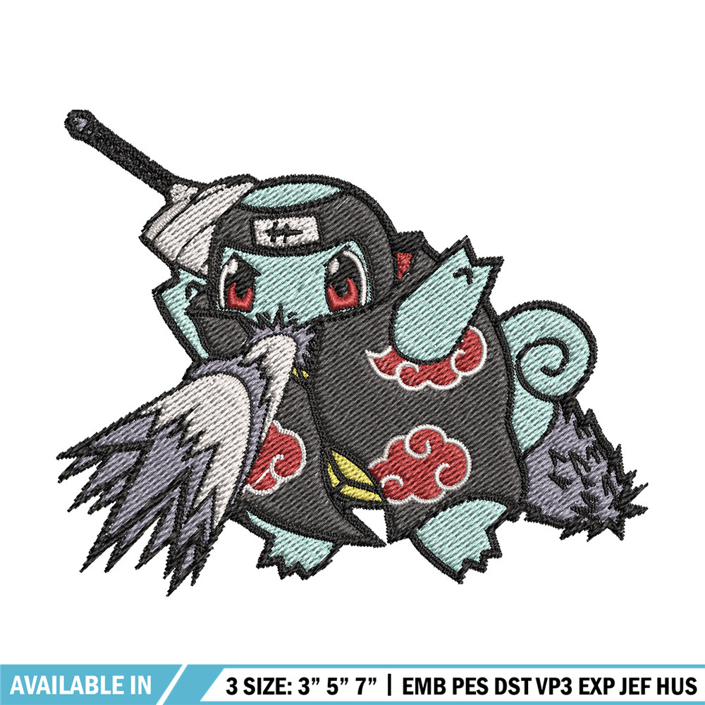 Squirtle kisame embroidery design, Pokemon embroidery, Anime design, Embroidery file, Digital download, Embroidery shirt.jpg