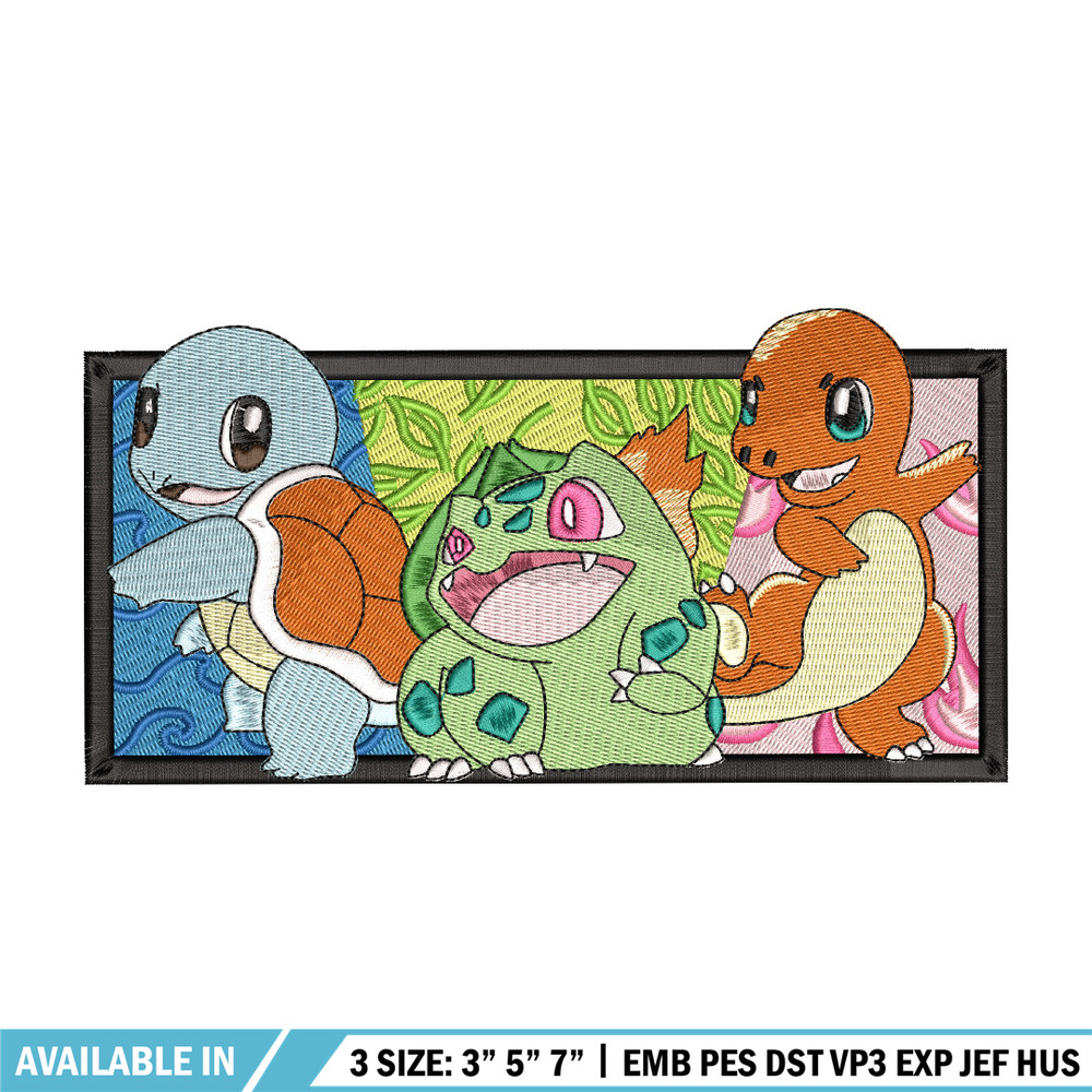 Starter Gen 1 embroidery design, Pokemon embroidery, Anime design, Embroidery shirt, Embroidery file, Digital download.jpg