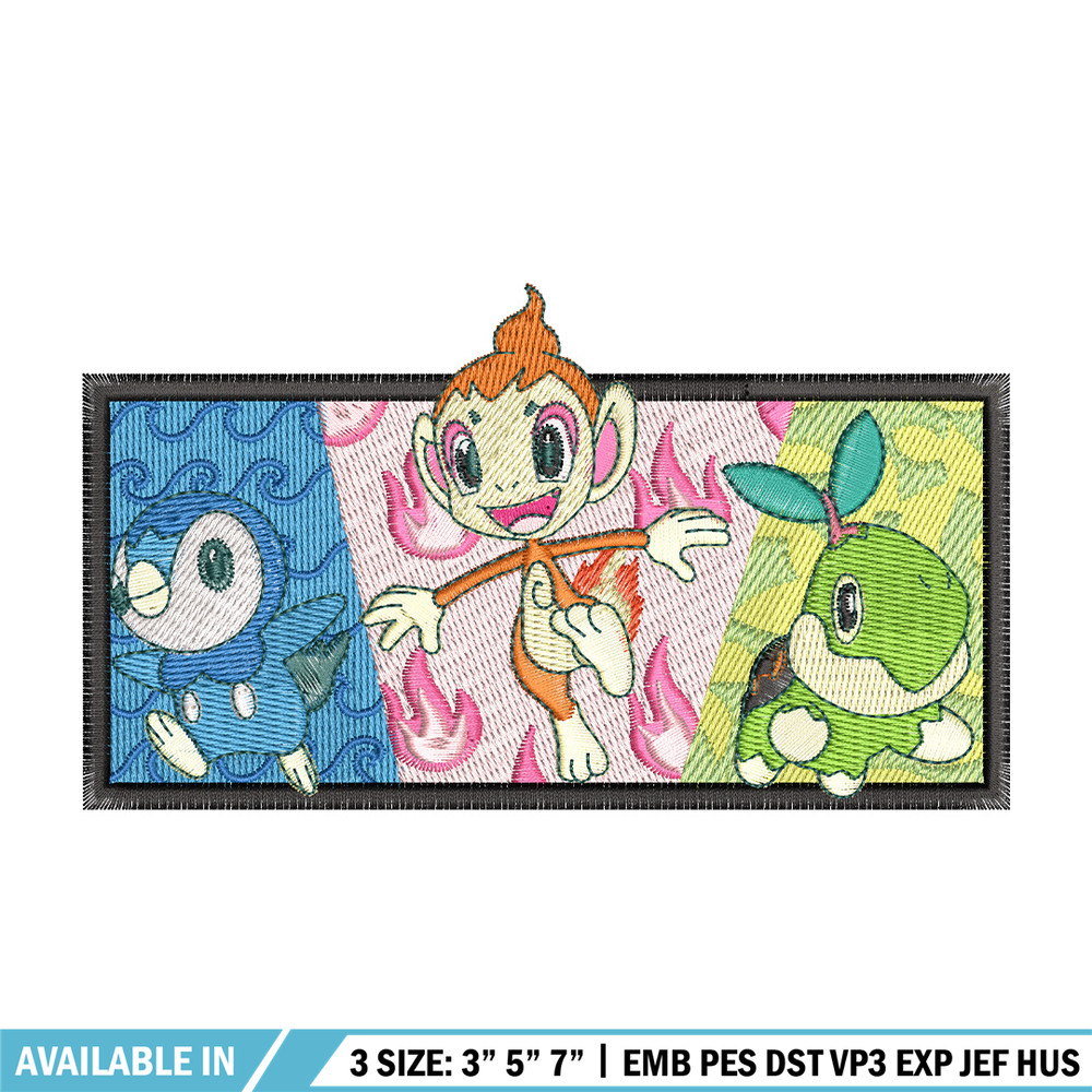 Starter Gen 4 embroidery design, Pokemon embroidery, Anime design, Embroidery shirt, Embroidery file, Digital download.jpg