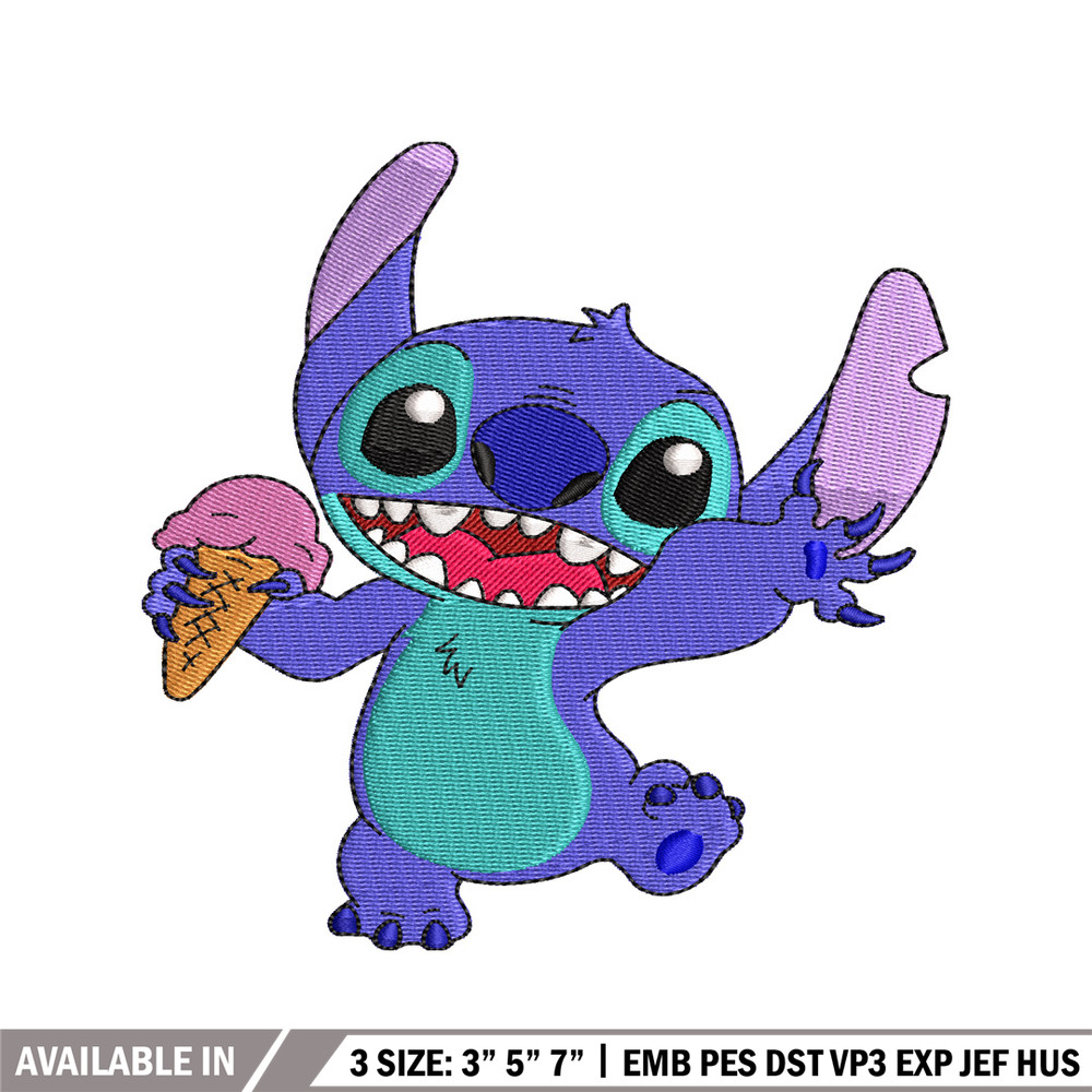 Stitch with Ice Cream embroidery design, cartoon embroidery, logo design, embroidery file, logo shirt, Digital download.jpg