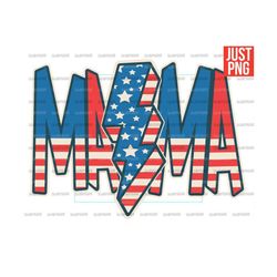 mama 4th of july png, retro usa, lightning bolt, american mama, fourth of july sublimation design, file for sublimation