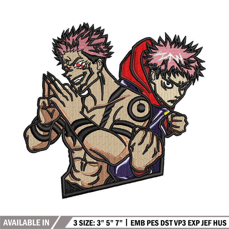 Sukuna x yuji embroidery design, Jujutsu embroidery, Anime design, Embroidery shirt, Embroidery file, Digital download.jpg