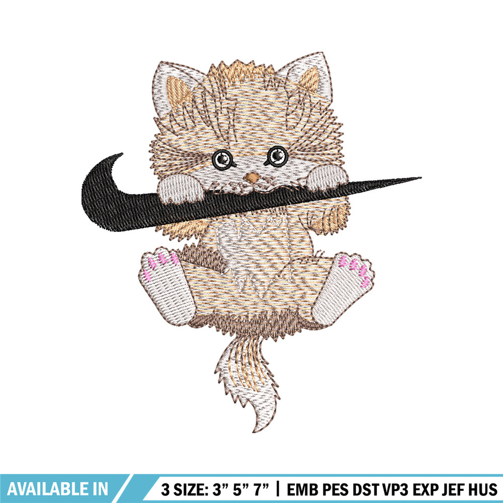 Swoosh cat embroidery design, Cat embroidery, Nike design, Embroidery file, Embroidery shirt, Digital download.jpg