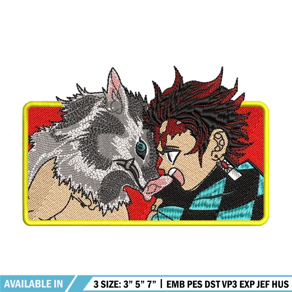 Tanjiro and Inosuke embroidery design, Kimetsu no Yaiba embroidery, anime design, anime shirt, Digital download.jpg