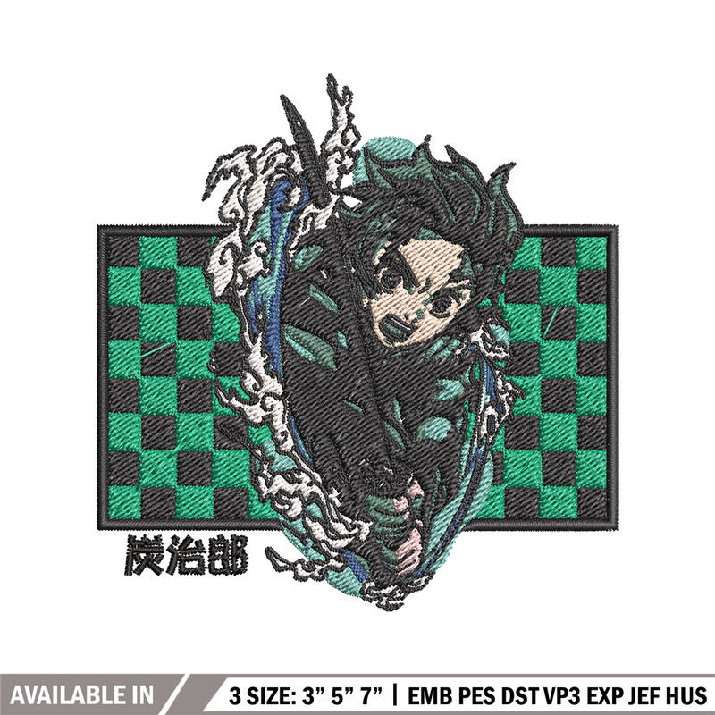 Tanjiro green embroidery design, Tanjiro embroidery, Embroidery shirt, Embroidery file, Anime design, Digital download.jpg