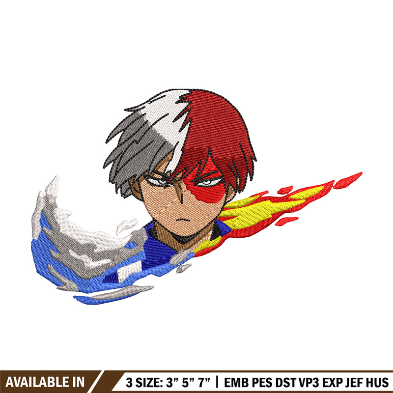 Todoroki Nike embroidery design, My hero academia embroidery, Nike design, anime design, anime shirt, Digital download.jpg