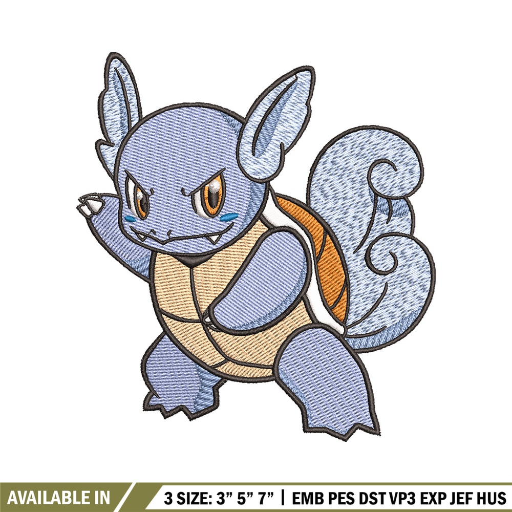 Wartortle embroidery design, Pokemon embroidery, Anime design, Embroidery shirt, Embroidery file, Digital download.jpg