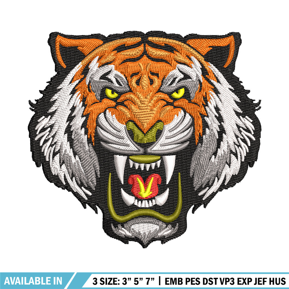 Tiger face embroidery design, Tiger embroidery, Embroidery file, Embroidery shirt, Emb design, Digital download.jpg