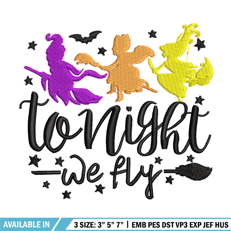 To night we fly embroidery design, Halloween embroidery, Emb design, Embroidery shirt, Embroidery file, Digital download.jpg