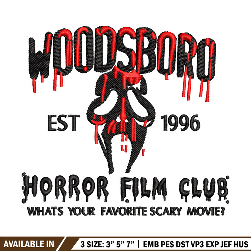 Woodsboro embroidery design, Horror film embroidery, Emb design, Embroidery shirt, Embroidery file, Digital download.jpg