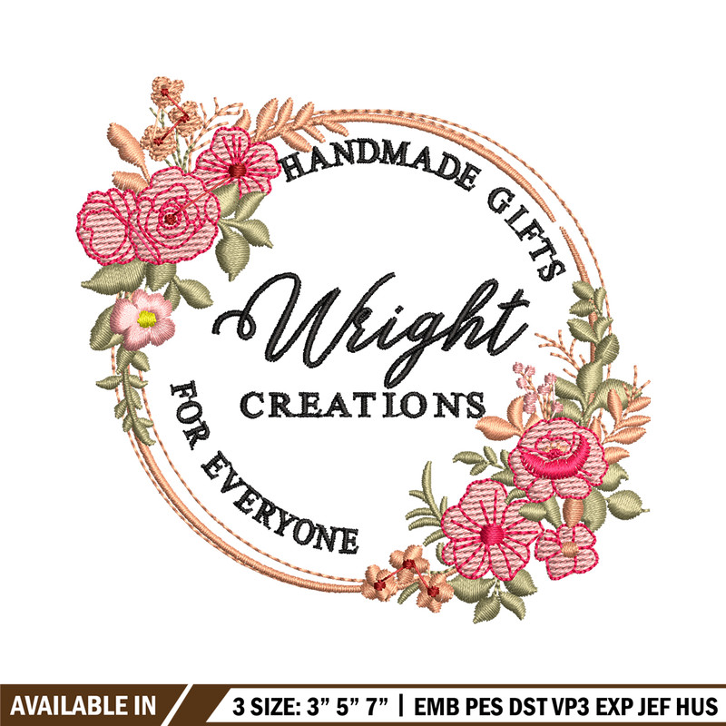 Wright creation logo embroidery design, Wright creation embroidery, logo design, Embroidery shirt, Instant download.jpg