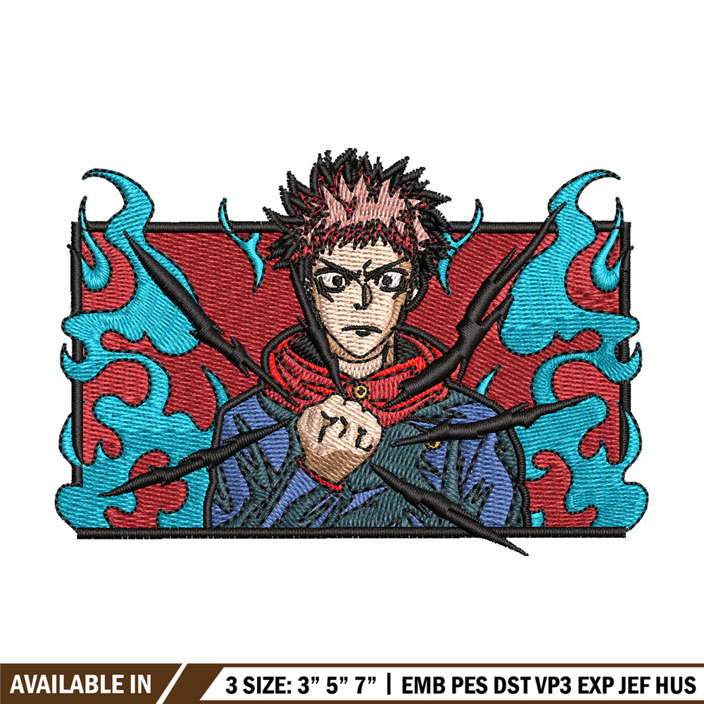 Yuji frame embroidery design, Jujutsu embroidery, Anime design, Embroidery shirt, Embroidery file, Digital download.jpg