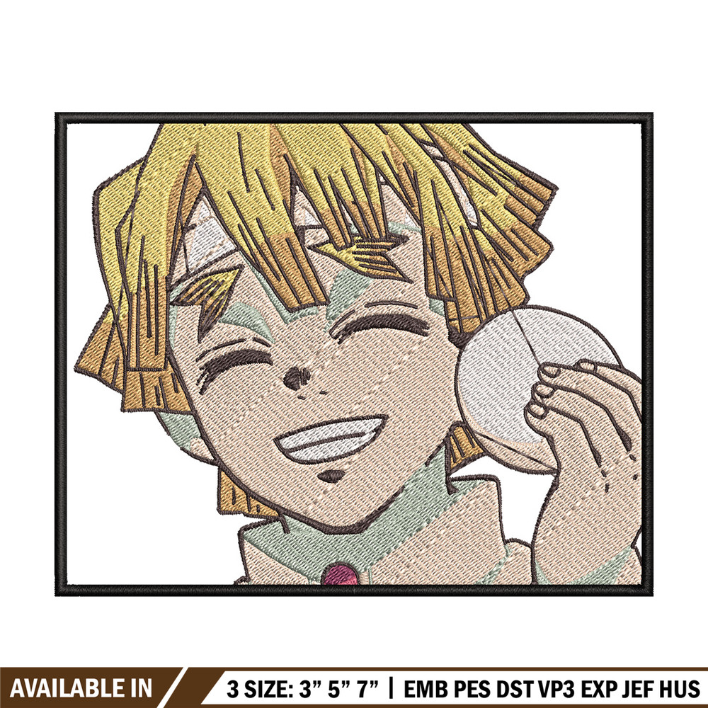 Zenitsu smile embroidery design, Zenitsu embroidery, Anime design, Embroidery shirt, Embroidery file, Digital download.jpg