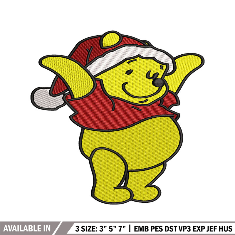 Winnie the pooh christmas embroidery design, cartoon embroidery, logo design, embroidery file, Digital download..jpg