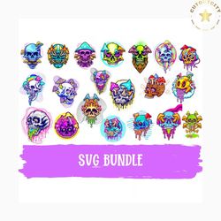 psychedelic svg bundle, psychedelic sugar skull magic mushroom