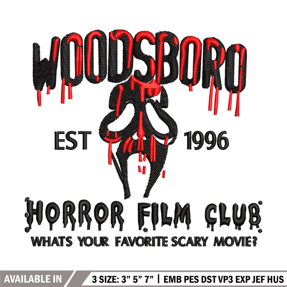 Woodsboro embroidery design, Horror film embroidery, Emb design, Embroidery shirt, Embroidery file, Digital download.jpg