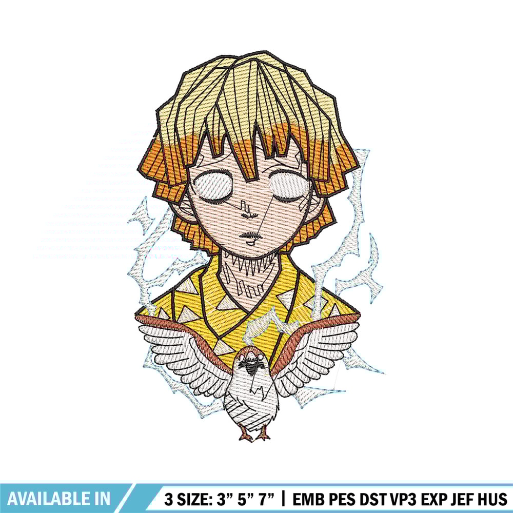 Zenitsu bird embroidery design, Zenitsu embroidery, Anime design, Embroidery shirt, Embroidery file, Digital download.jpg