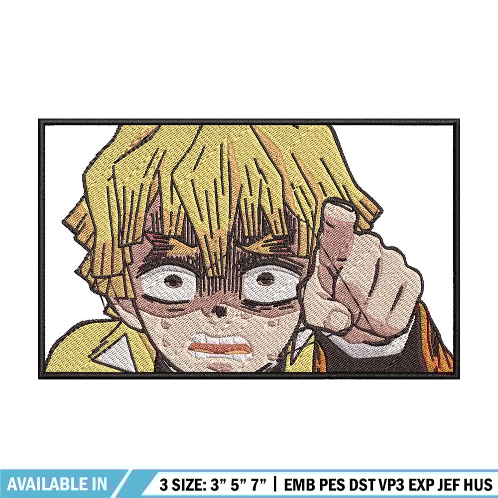 Zenitsu scary embroidery design, Zenitsu embroidery, Anime design, Embroidery shirt, Embroidery file, Digital download.jpg