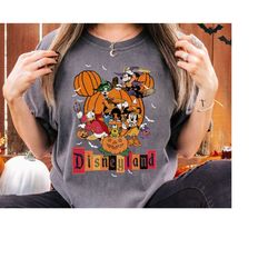 vintage mickey and friends halloween shirt, retro disneyland vacation apparel, disneyland trip essential, comfort color