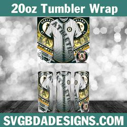 jersey oakland athletics 20oz tumbler wrap, mlb tumbler wrap, mlb baseball template wrap, oakland athletics baseball png