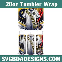 jersey milwaukee brewers 20oz tumbler wrap, mlb tumbler wrap, mlb baseball template wrap, milwaukee brewers baseball
