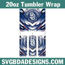 san diego padres baseball 20oz tumbler template, mlb tumbler wrap, mlb baseball template wrap, padres 20oz baseball