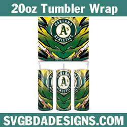 oakland athletics baseball 20oz tumbler template, mlb tumbler wrap, mlb baseball template wrap, athletics 20oz baseball