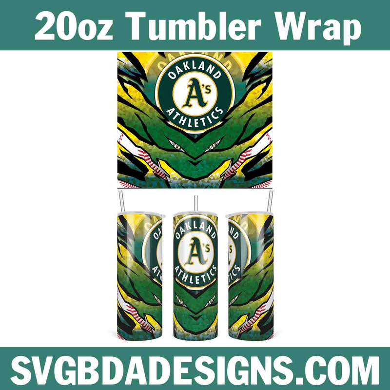 Oakland Athletics Baseball 20oz Tumbler Template.jpg
