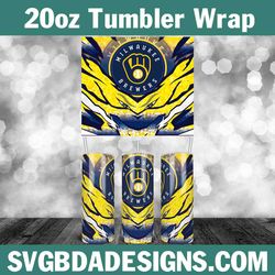 milwaukee brewers baseball 20oz tumbler template, mlb tumbler wrap, mlb baseball template wrap, brewers 20oz baseball