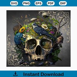 gothic skulls and flowers 20 oz skinny tumbler valentine sublimation design png instant digital only, valentine skeleton