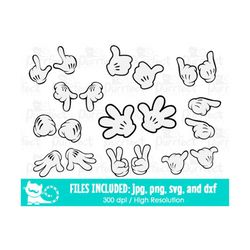 mouse hands svg bundle pack, digital cut files in svg, dxf, png and jpg, printable clipart, instant download
