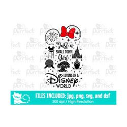 just a small town girl living in a mouse world svg, cruise parks trip, digital cut files svg dxf png jpg, printable clip
