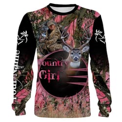country girl deer hunting women pink camouflage shirt custom name 3d all over printing sweatshirt, long sleeves, hoodie