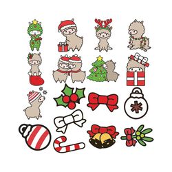 premium vector clipart kawaii christmas llamas cute christmas llamas clipart set high quality vectors, instant download