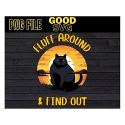 fluff around and find out png sublimation design, funny vintage cat fluff around and find out png, sublimation digital d