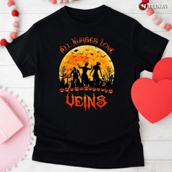 all nurses love veins halloween t-shirt new 2023