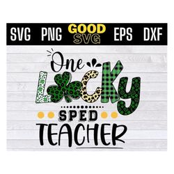 one lucky sped teacher shamrock st patricks day svg,proud irish svg, st paddys day, st pattys svg png dxf eps cricut fil