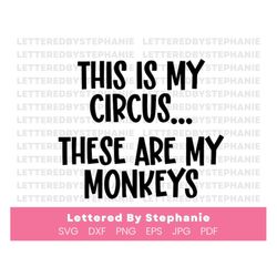 this is my circus quote svg, these are my monkeys svg cut file, mom of little humans, funny mom quote svg for cricut