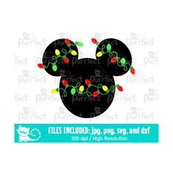 Mouse Christmas Lights Entangled 2022 Svg, String Lights, Digital Cut Files In Svg, Dxf, Png And Jpg, Printable Clipart,
