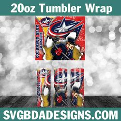 columbus blue jackets tumbler template 20oz, 20oz nhl tumbler wrap, nhl hockey template wrap, columbus blue jackets nhl