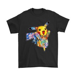 pokemon pikachu body painting with other pokemon shirts