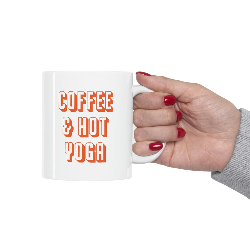Coffee & Hot Yoga 11oz White Ceramic Coffee Mug for Yoga Gift, Yoga Lovers, Hot Yoga, Yogi Gifts - 4.jpg