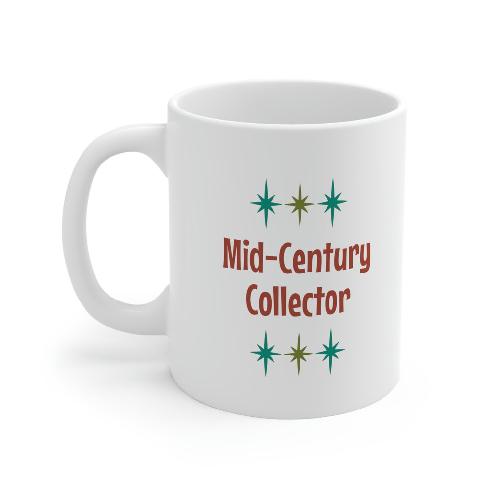 Mid-Century Collector 11oz White Ceramic Coffee Mug for Mid-Century Collectors, Mid-Century Furniture Collector, Mid-Century Modern Decor - 1.jpg