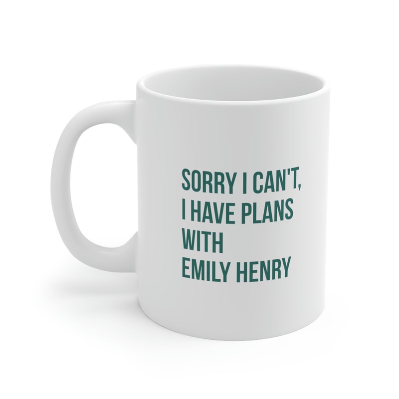 Sorry I Can't I Have Plans With Emily Henry 11oz White Ceramic Coffee Mug Emily Henry Gift, Book Reader Gift, SMUT Reader, Book Lover Gift - 1.jpg