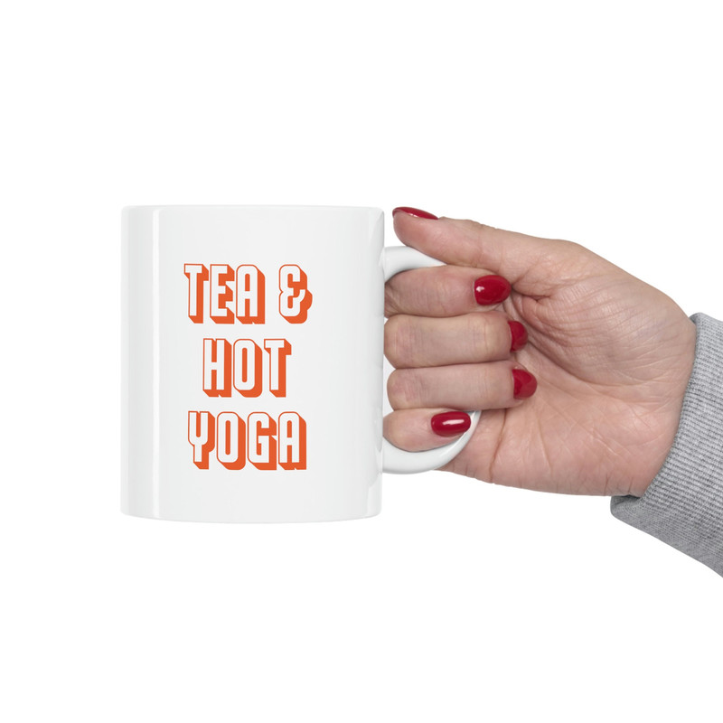 Tea & Hot Yoga 11oz White Ceramic Coffee Mug for Yoga Gift, Yoga Lovers, Hot Yoga, Yogi Gifts, Tea Drinker - 4.jpg