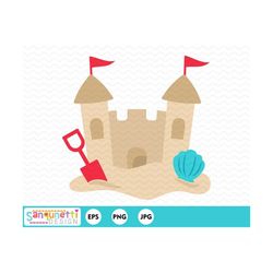 sand castle clipart, summer beach digital art instant download