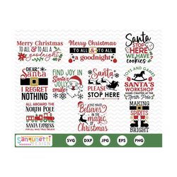 santa svg bundle, santa clipart, christmas santa quotes for home decor