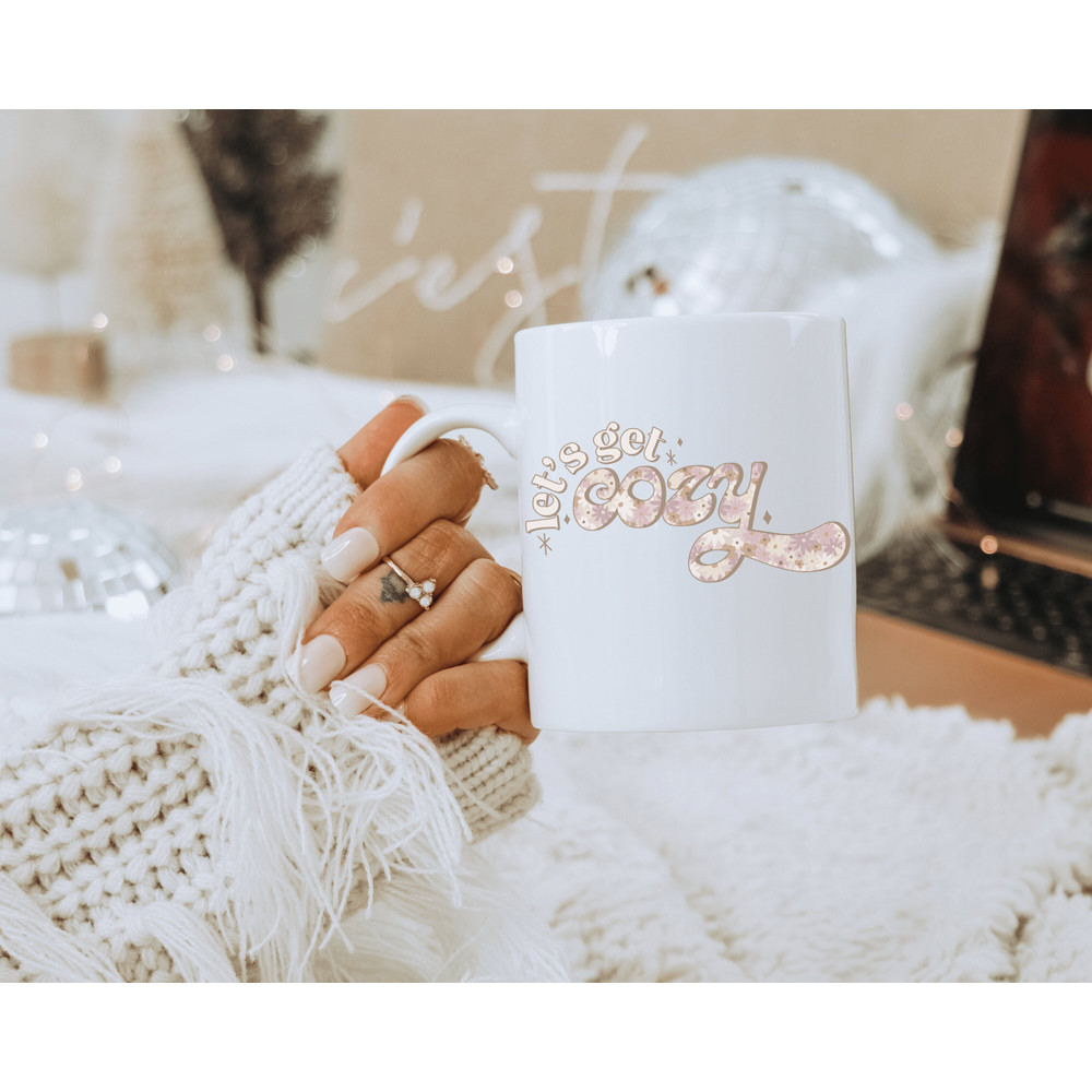 Christmas Coffee Mug, Gifts for Her Christmas Mug, Lets Get Cozy Coffee Mug, Hot Cocoa Mug, 11oz White Ceramic Mug - 6.jpg
